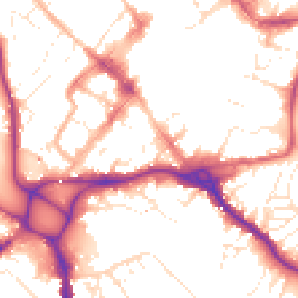 Daytime road noise heatmap for EX1 1BP