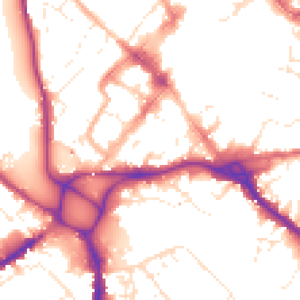 Daytime road noise heatmap for EX1 1BQ