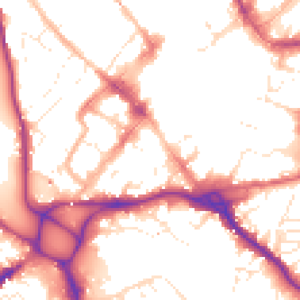 Daytime road noise heatmap for EX1 1BS