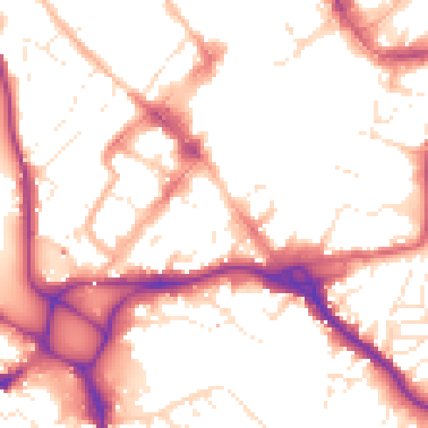 Daytime road noise heatmap for EX1 1BW