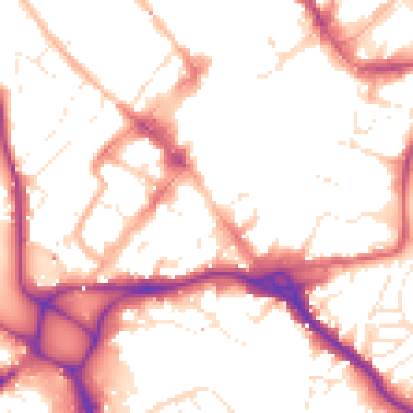 Daytime road noise heatmap for EX1 1BZ