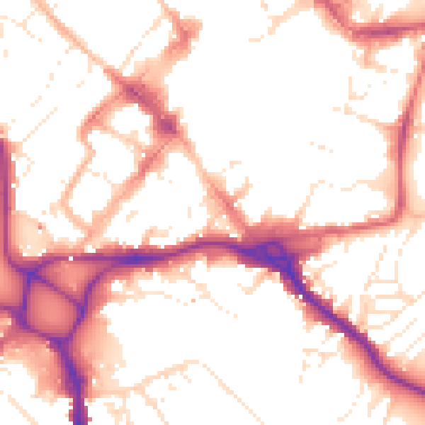 Daytime road noise heatmap for EX1 1DB