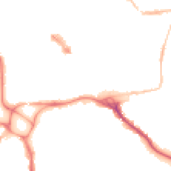 Night-time road noise heatmap for EX1 1DB