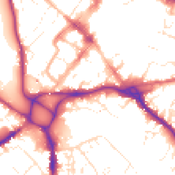 Daytime road noise heatmap for EX1 1DG