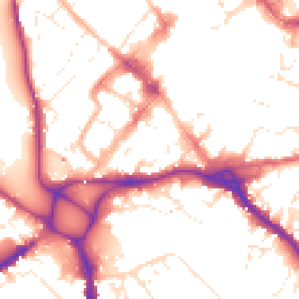 Daytime road noise heatmap for EX1 1DJ