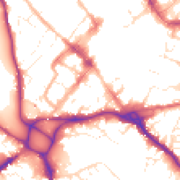 Daytime road noise heatmap for EX1 1DL