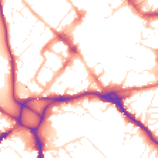 Daytime road noise heatmap for EX1 1DN