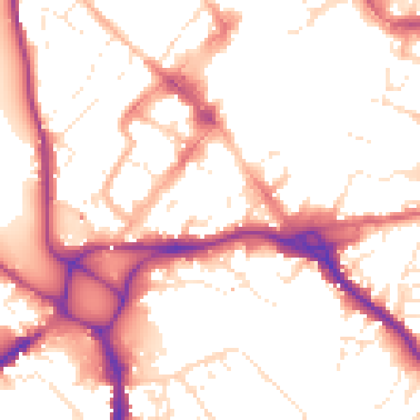 Daytime road noise heatmap for EX1 1DP