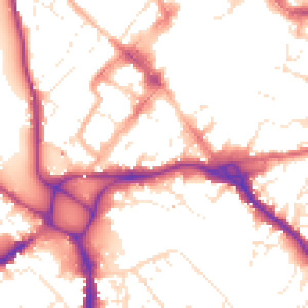 Daytime road noise heatmap for EX1 1DQ