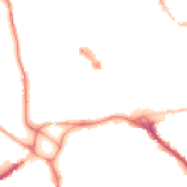 Night-time road noise heatmap for EX1 1DT