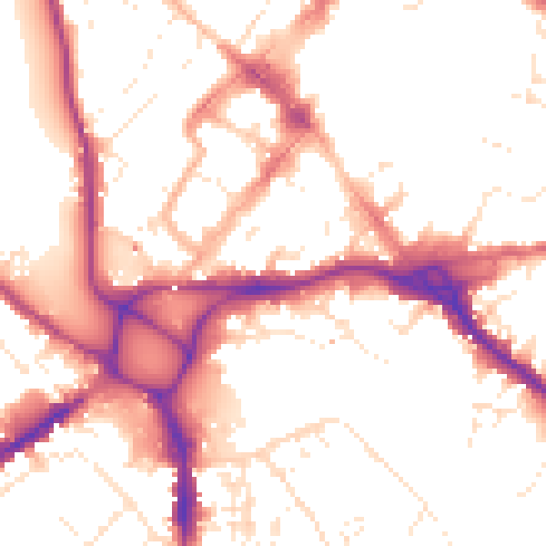 Daytime road noise heatmap for EX1 1DU