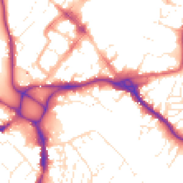 Daytime road noise heatmap for EX1 1DX