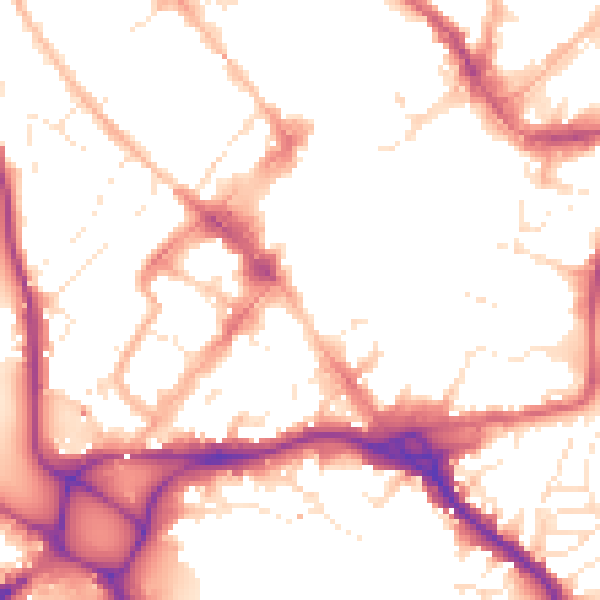Daytime road noise heatmap for EX1 1DZ