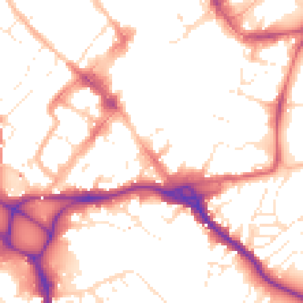 Daytime road noise heatmap for EX1 1EB