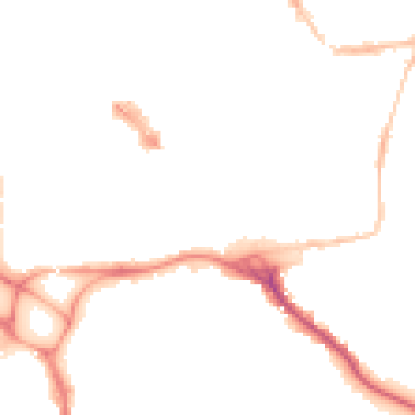 Night-time road noise heatmap for EX1 1EB