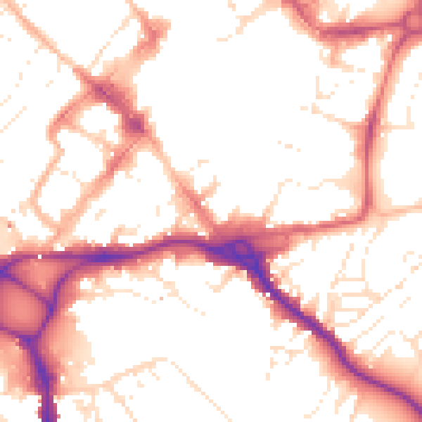 Daytime road noise heatmap for EX1 1ED