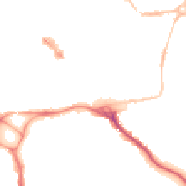 Night-time road noise heatmap for EX1 1ED