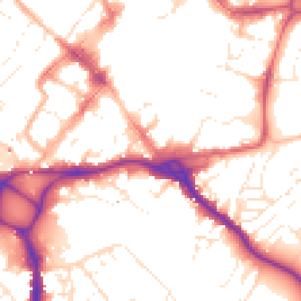 Daytime road noise heatmap for EX1 1EE