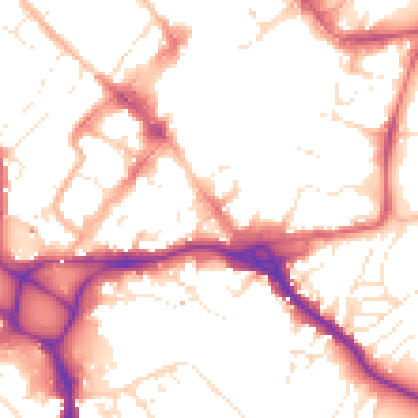 Daytime road noise heatmap for EX1 1EG