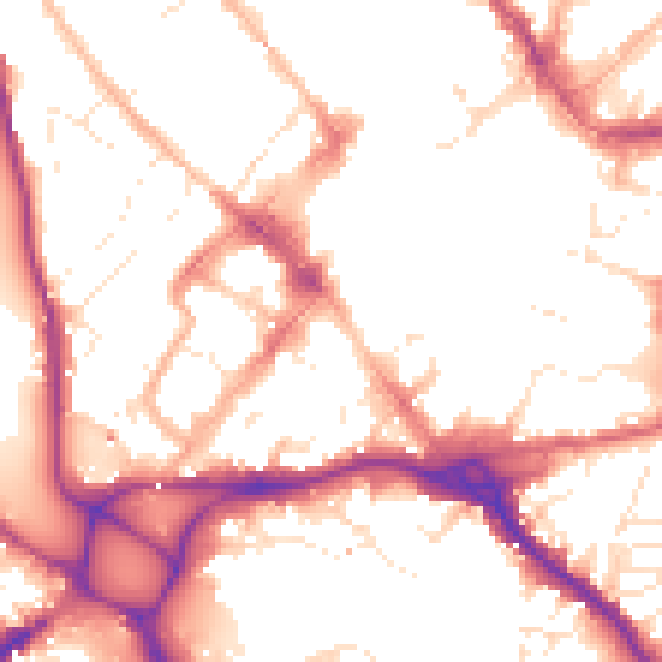 Daytime road noise heatmap for EX1 1EN
