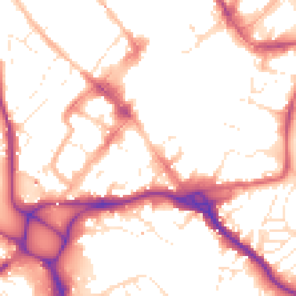 Daytime road noise heatmap for EX1 1EQ
