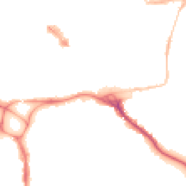 Night-time road noise heatmap for EX1 1ES