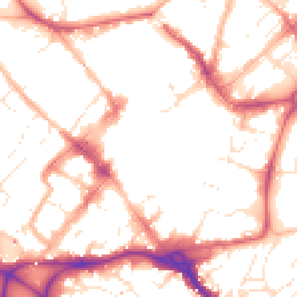 Daytime road noise heatmap for EX1 1EY