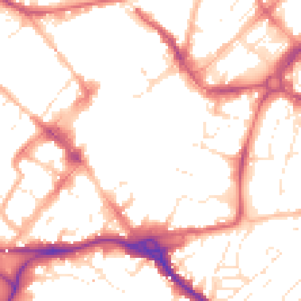 Daytime road noise heatmap for EX1 1EZ