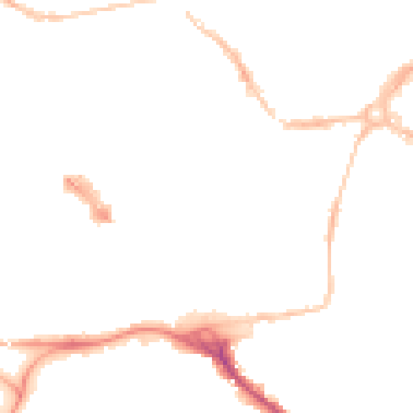 Night-time road noise heatmap for EX1 1EZ