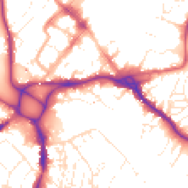 Daytime road noise heatmap for EX1 1FF