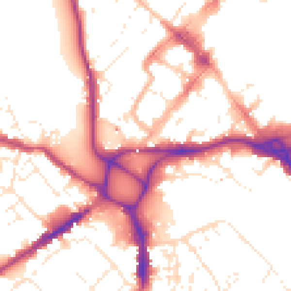 Daytime road noise heatmap for EX1 1FG