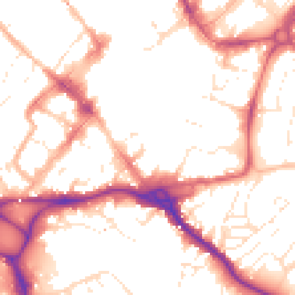 Daytime road noise heatmap for EX1 1HX