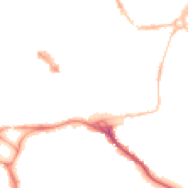 Night-time road noise heatmap for EX1 1HX