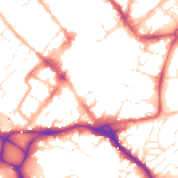 Daytime road noise heatmap for EX1 1JS