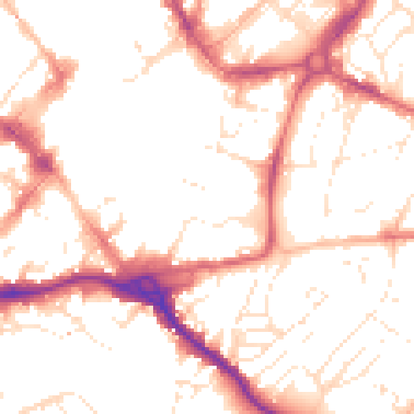 Daytime road noise heatmap for EX1 1PD