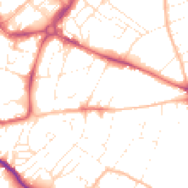 Daytime road noise heatmap for EX1 1TE
