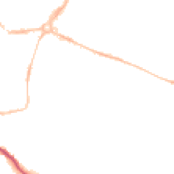Night-time road noise heatmap for EX1 1TE