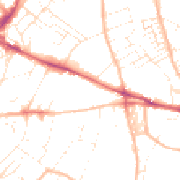 Daytime road noise heatmap for EX1 1TL