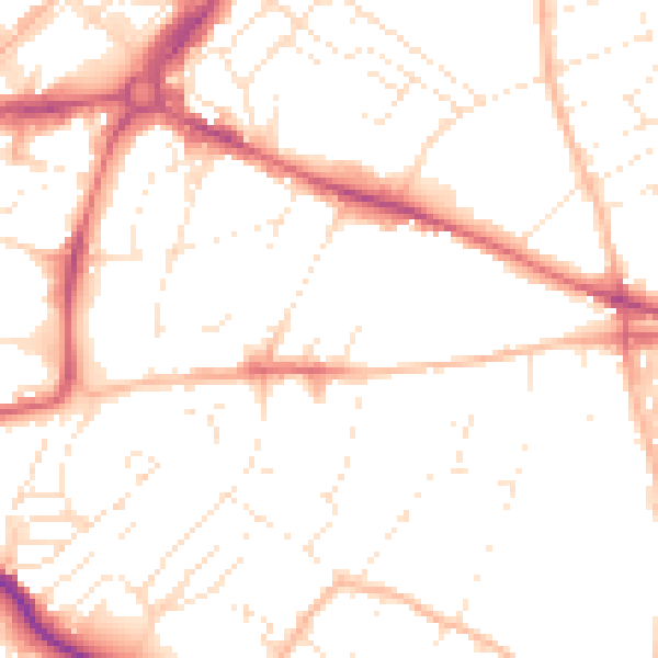 Daytime road noise heatmap for EX1 1TQ