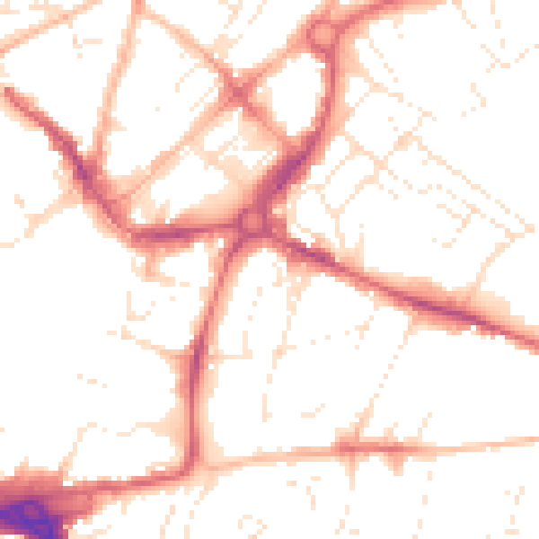 Daytime road noise heatmap for EX1 1UF