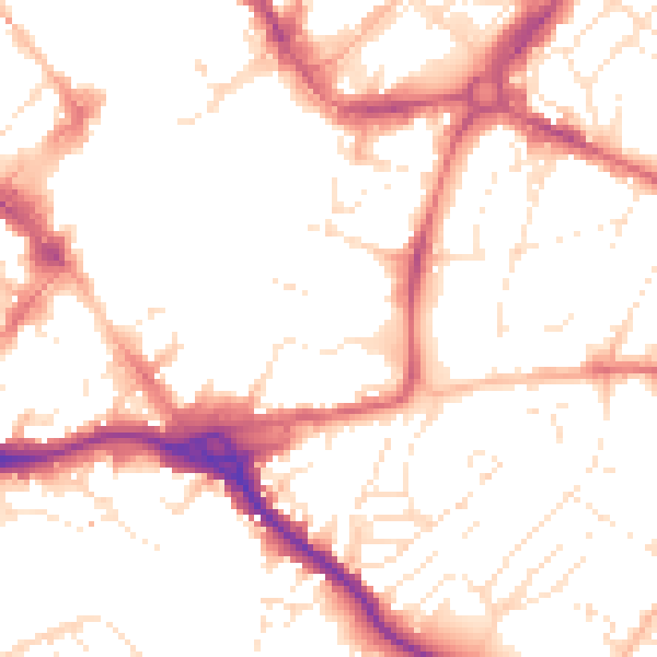 Daytime road noise heatmap for EX1 1UG
