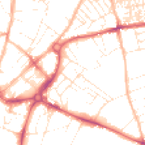 Daytime road noise heatmap for EX1 2BH