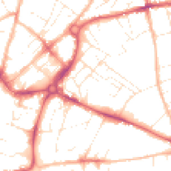 Daytime road noise heatmap for EX1 2BS