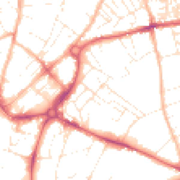 Daytime road noise heatmap for EX1 2BX