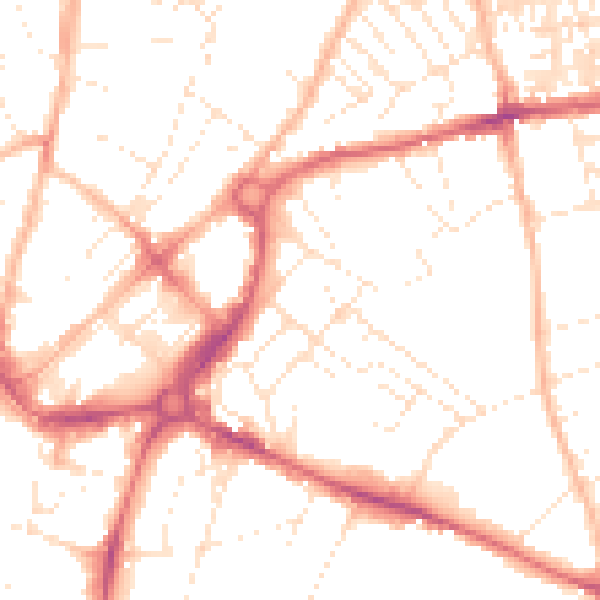 Daytime road noise heatmap for EX1 2BY
