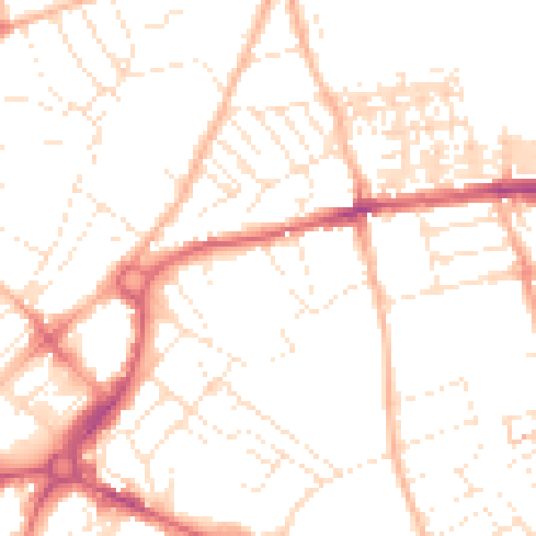 Daytime road noise heatmap for EX1 2DF