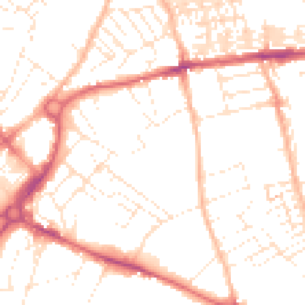 Daytime road noise heatmap for EX1 2DJ