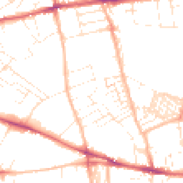 Daytime road noise heatmap for EX1 2DY