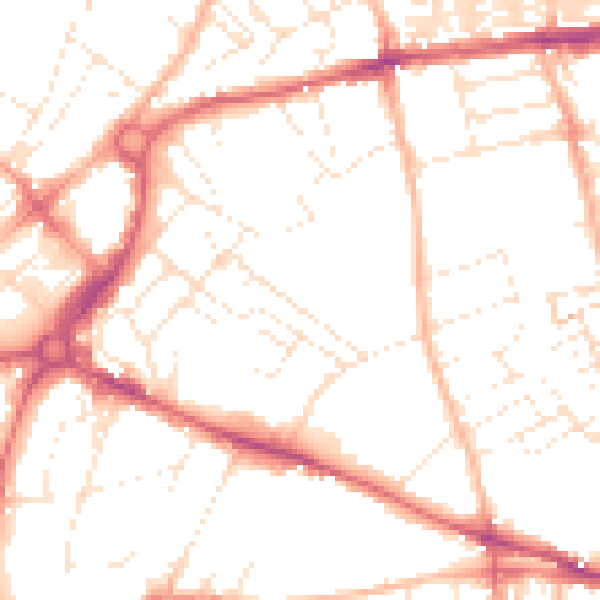 Daytime road noise heatmap for EX1 2EG