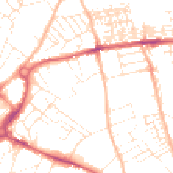 Daytime road noise heatmap for EX1 2EL